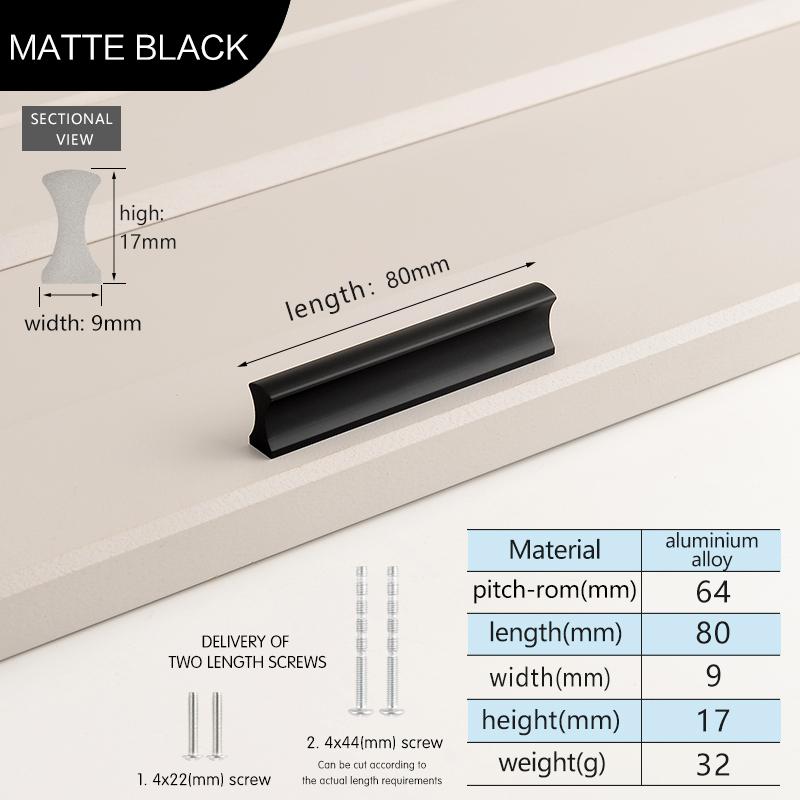 Simple Modern Cabinet Door Aluminum Alloy Handles Wardrobe Long Handles Length Of 500mm Black Drawer Pulls Kitchen Cupboard Pull