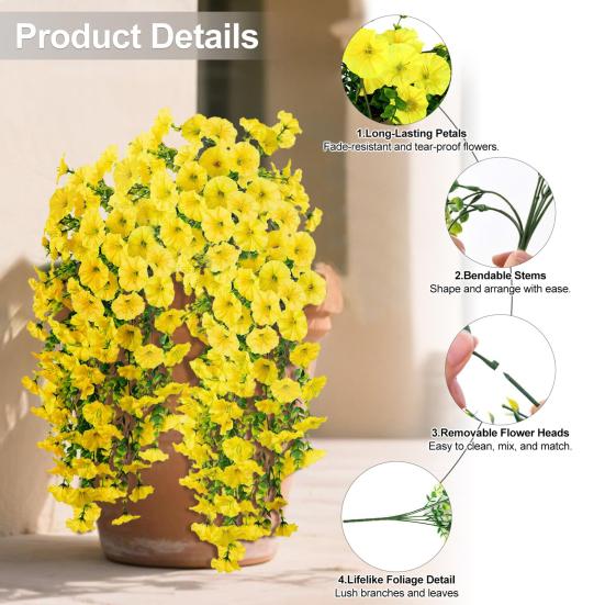 1/2Pcs Hanging Artificial Morning Glory UV Resistant Fake Flower Wedding Party Indoor Outdoor Garden Wall Hanging Faux Flower Decoration