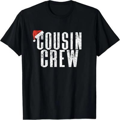 Crazy Cousin Crew Retro Matching Group Christmas Santa Hat T-Shirt