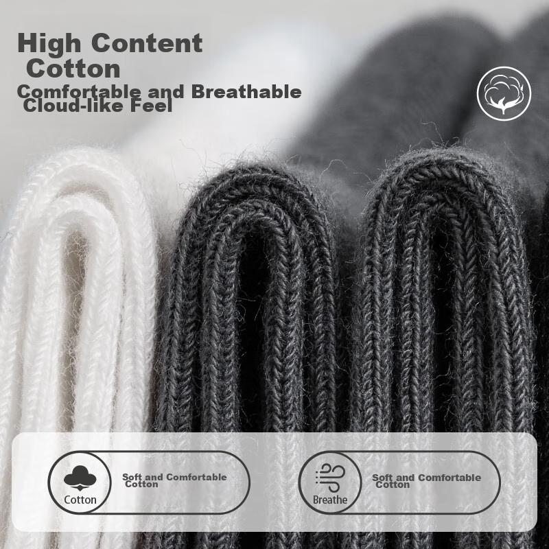 MIIOW Men's Socks, 5 Pairs, 100% Pure Cotton Mid-Calf Socks, Autumn And Winter Sports, Sweat-Absorbing, Breathable, Odor-Resistant Long Socks