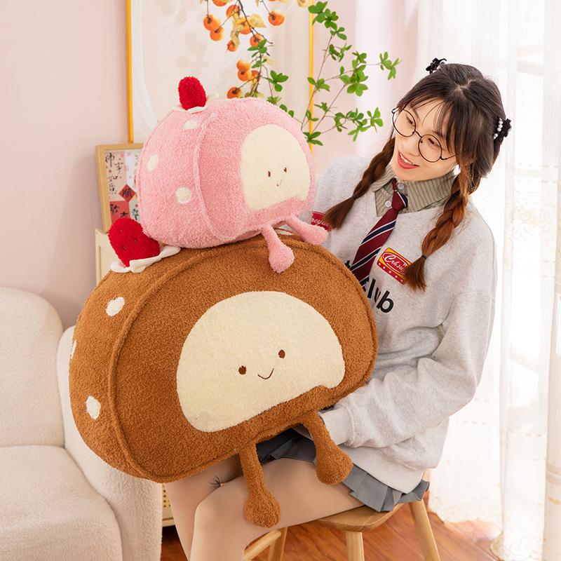 New Swiss Rolled Strawberry Cake Plush Pillow Sofa Living Room Cushion Pillow Bay Window Tatami Pillow Gift