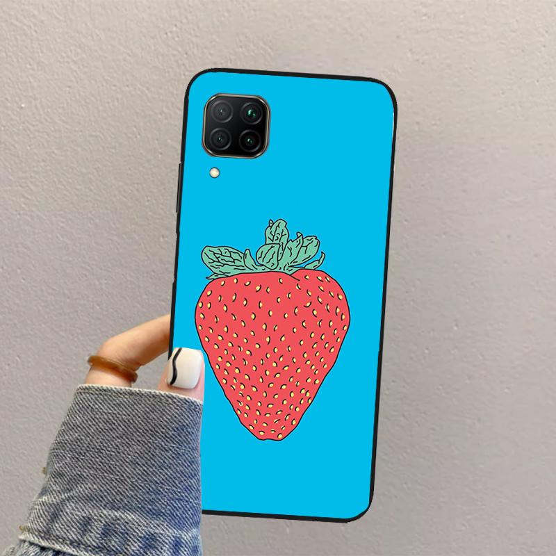 Strawberry Red For Huawei Nova Y73 Y72 Y61 Y91 Y70 Y60 Y90 12s 12i 11i 8i 9 10 SE P30 P40 Lite P60 Pro Case
