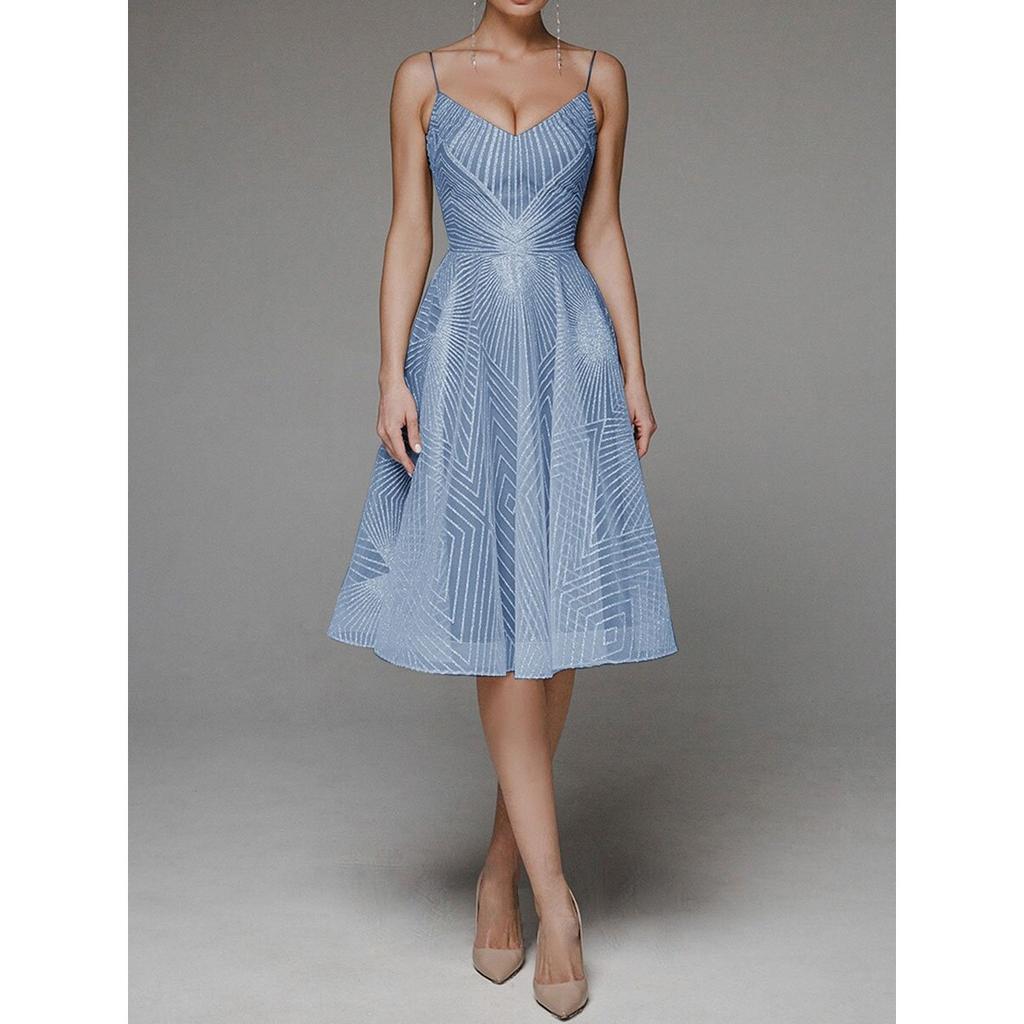 Spring Summer Women's Sexy Embroidered Sleeveless Strap Long Maxi Dress Evening Party Gown