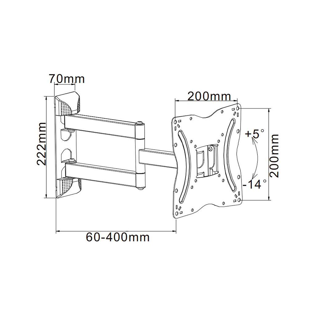 Cabletech TV mount 13”-42” vertical/horizontal adjustment 30kg