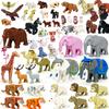 MOC Zoo Animals Building Blocks African Elephant Camel Deer Wolf Crocodile Tiger Lion Sheep Warhorse Mini Brick Kid Toy Gift S06