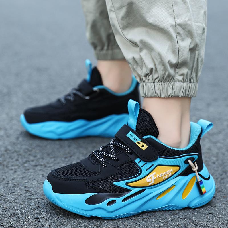 Middle and Older Children's Shoes Boys 2025 Autumn and Winter Mesh Breathable Non-slip Thick-soled Primary School Students Casual Running Sports Shoes