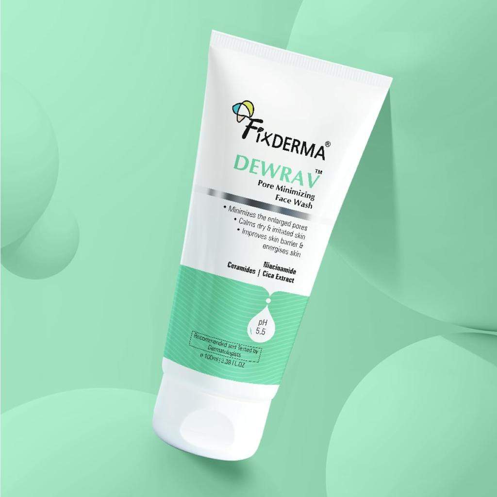 Fixderma Dewrav 2% Niacinamide Pore Minimizing Face Wash with Ceramides & Cica Extract | Face Wash for Open Pores Tightening | Strengthens Skin Bar