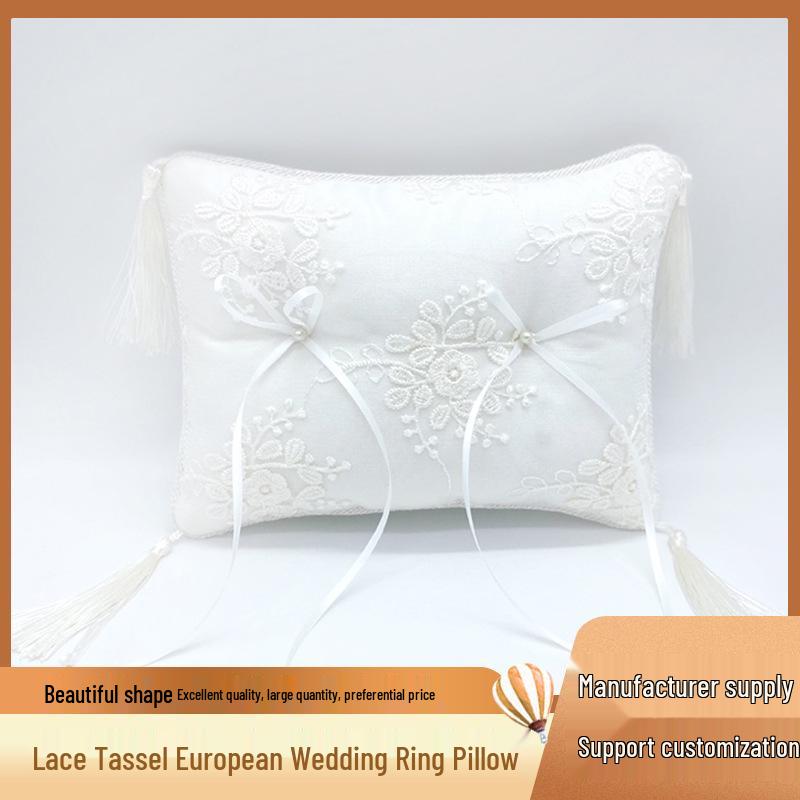 

Европейское кружево, кисточка, держатель для подушечки для обручальных колец белый/слоновая кость