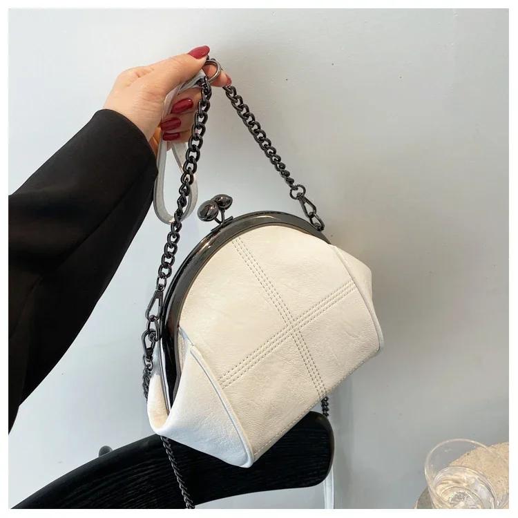 

PU Shell Solid Thread Chains Shoulder Bags Fashi Versatile Crossbody Bag 2026 Bags for Women Bolsas De Hombro білий