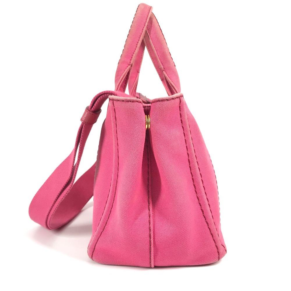PRADA Canapa Tote Bag 2WAY Bag Shoulder Bag Crossbody Hand Bag Canvas pink