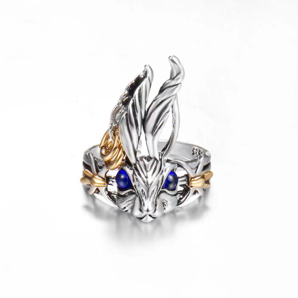 Neue Kreativität Modische Ringe Niedlicher Rotäugiger Hase Karotten-Styling Retro-Ringe Offen Verstellbar Partnerringe Damenschmuck