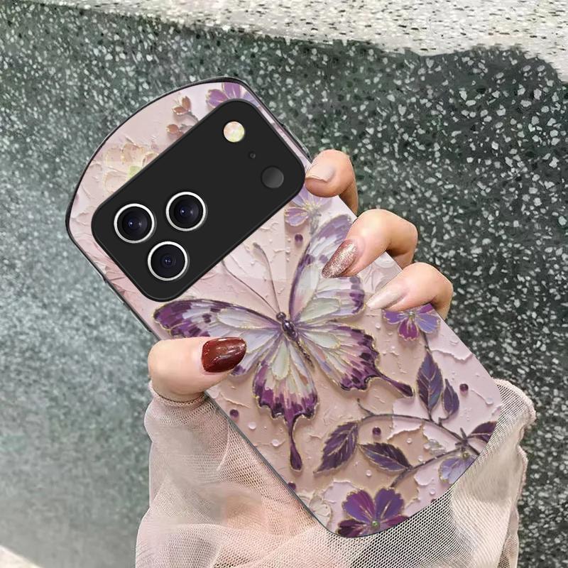 Elegante roze vlinder Voor iPhone 17 Air 16 15 14 Pro 13 Plus 12 mini 11 Pro Max XR X 7 8 Elliptische Gehard Glazen Telefoonhoes
