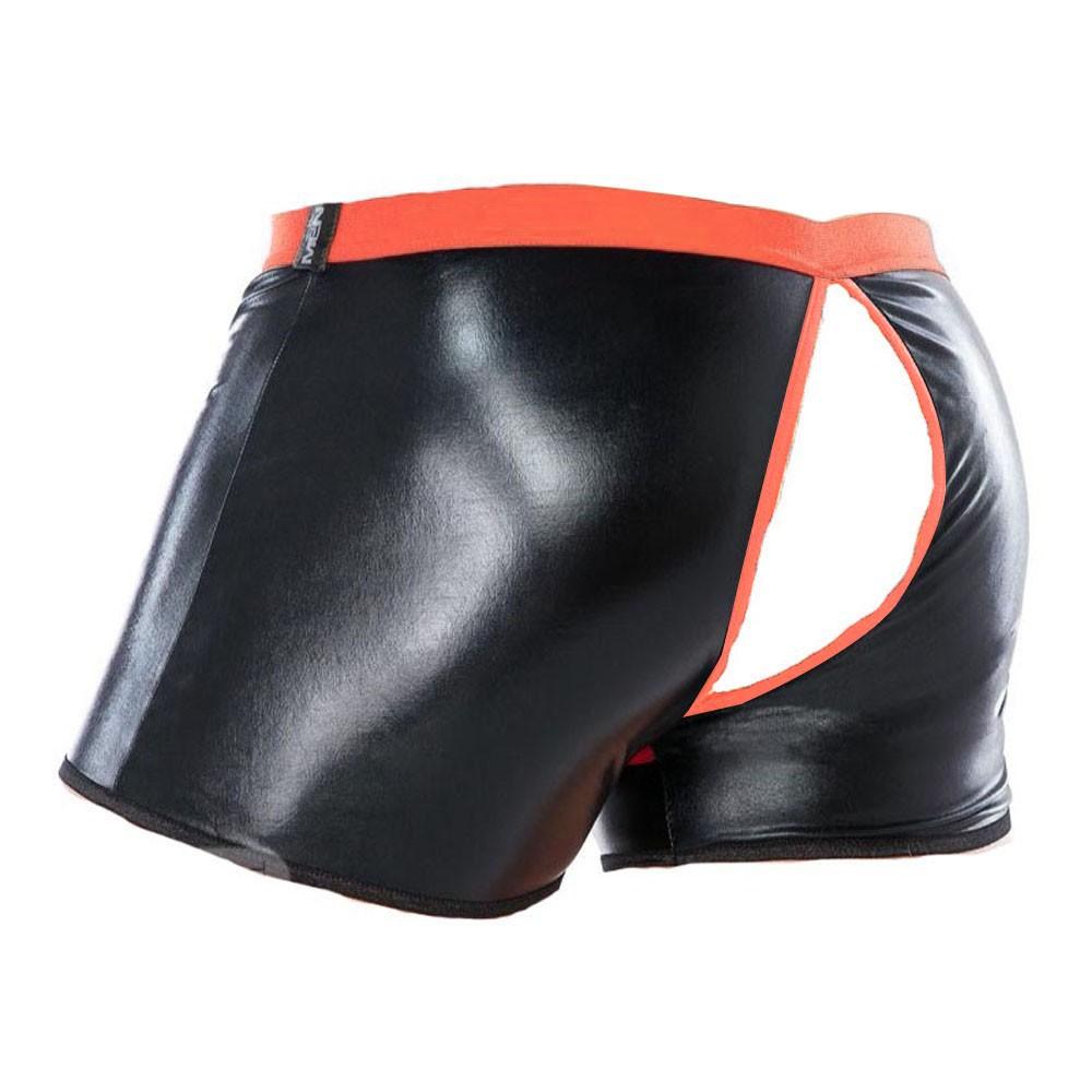 Mens Seductive Lingerie Artificial Leather Open  Crotch Bodysuit Underpants
