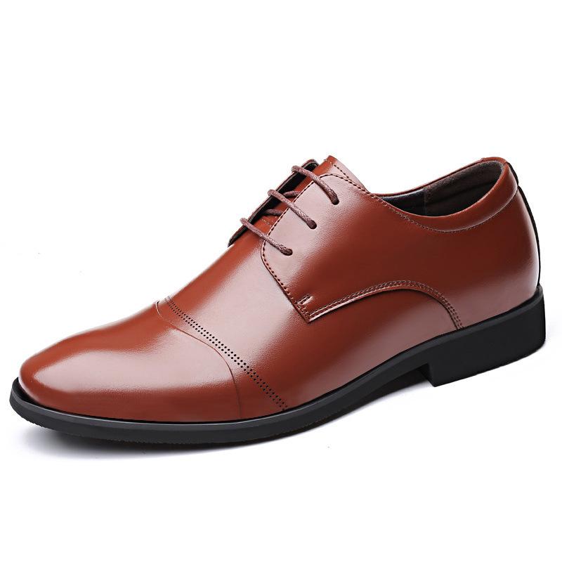 Leather Shoes Men's Autumn Business Dress Genuine Leather Men's Casual Black Pointed Inner Height Increase Men's Shoes Leather Shoes