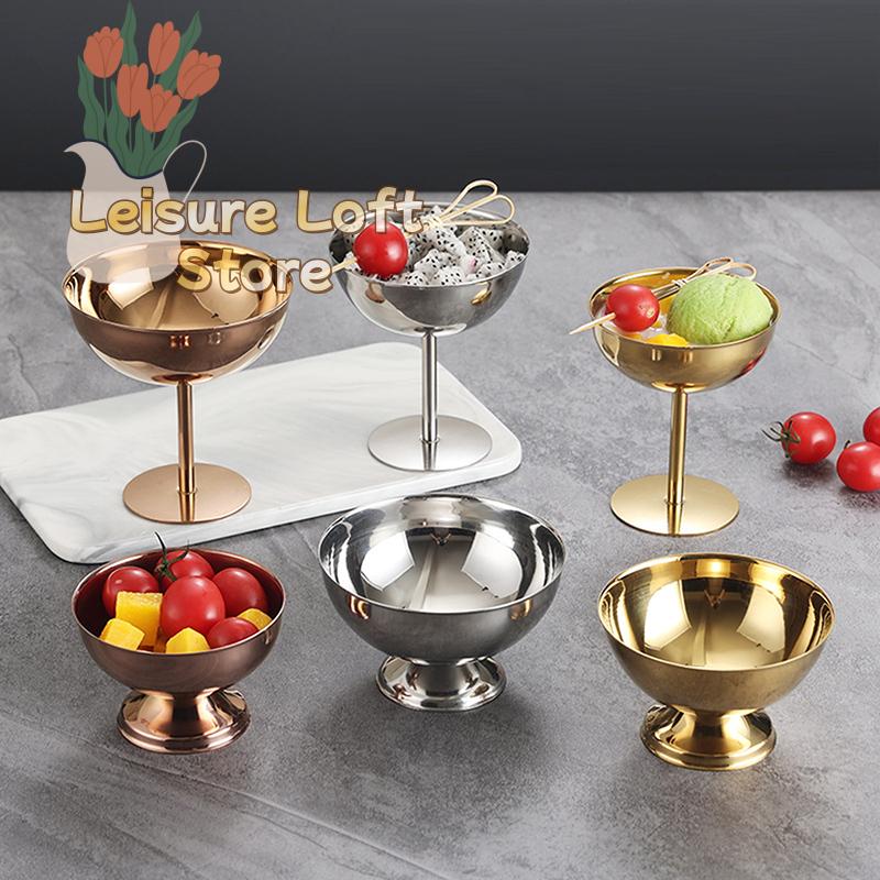 Retro High-Foot Dessert Cup 304 Stainless Steel Luxury Container for Ice Cream Cocktails Pudding Hotel & Restaurant Quality