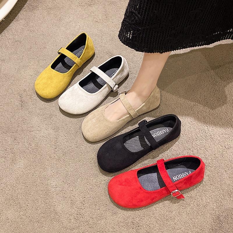 Soft-soled Doudou Shoes Large Size New Retro Mary Jane Shoes Women's Flat-soled Single Shoes Shallow Mouth Ballet Shoes