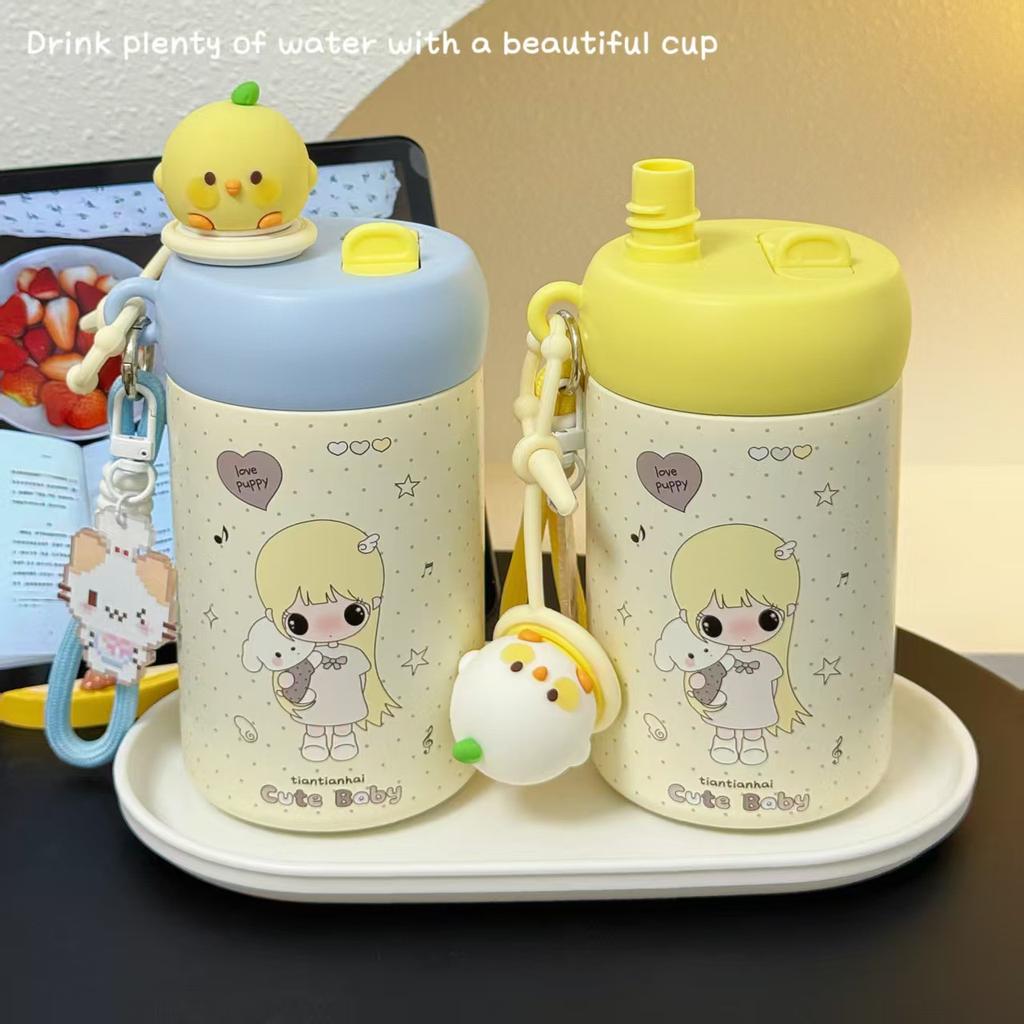 Creative Double Drink Thermos Cup Cute New Ins Winter Cute Student Water Cup Portable High Value
