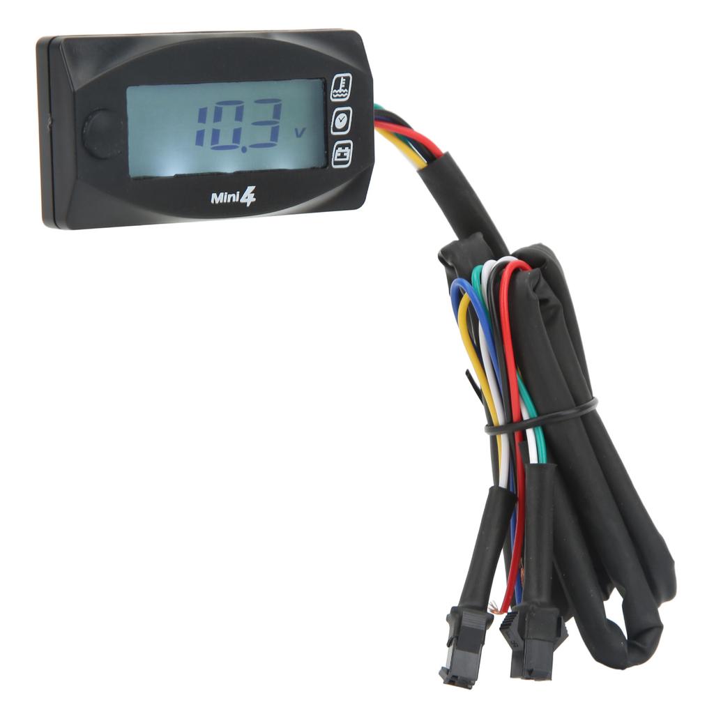 4 In 1 Motorcycle Thermometer Engine Oil Temp Voltage Time LCD Digital Display DC12V Universal