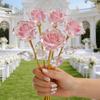 Exquisite Translucent Flower Colorful Rainbow Artificial Rose Flower, Faux Crystal Forever Preserved Transparent Pink Petals Eternal Gifts for Grandma