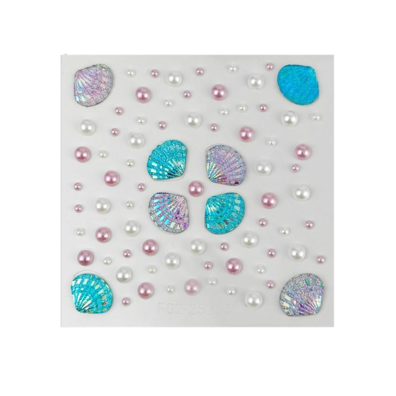 1 Sheet Sparkling Mermaid Rhinestone Temporary Tattoos 3D Dreamy Shell Pearl Face Stickers Diy Body Art Stage Makeup Tool