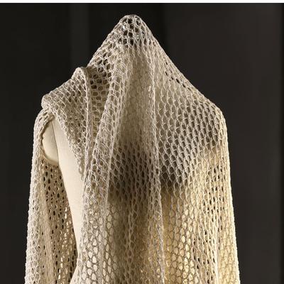 100/200x150cm Apricot Woven Large Mesh Hollow Texture Fabric See-through Grid Creative Retro DIY Fabric for Fashion Designers