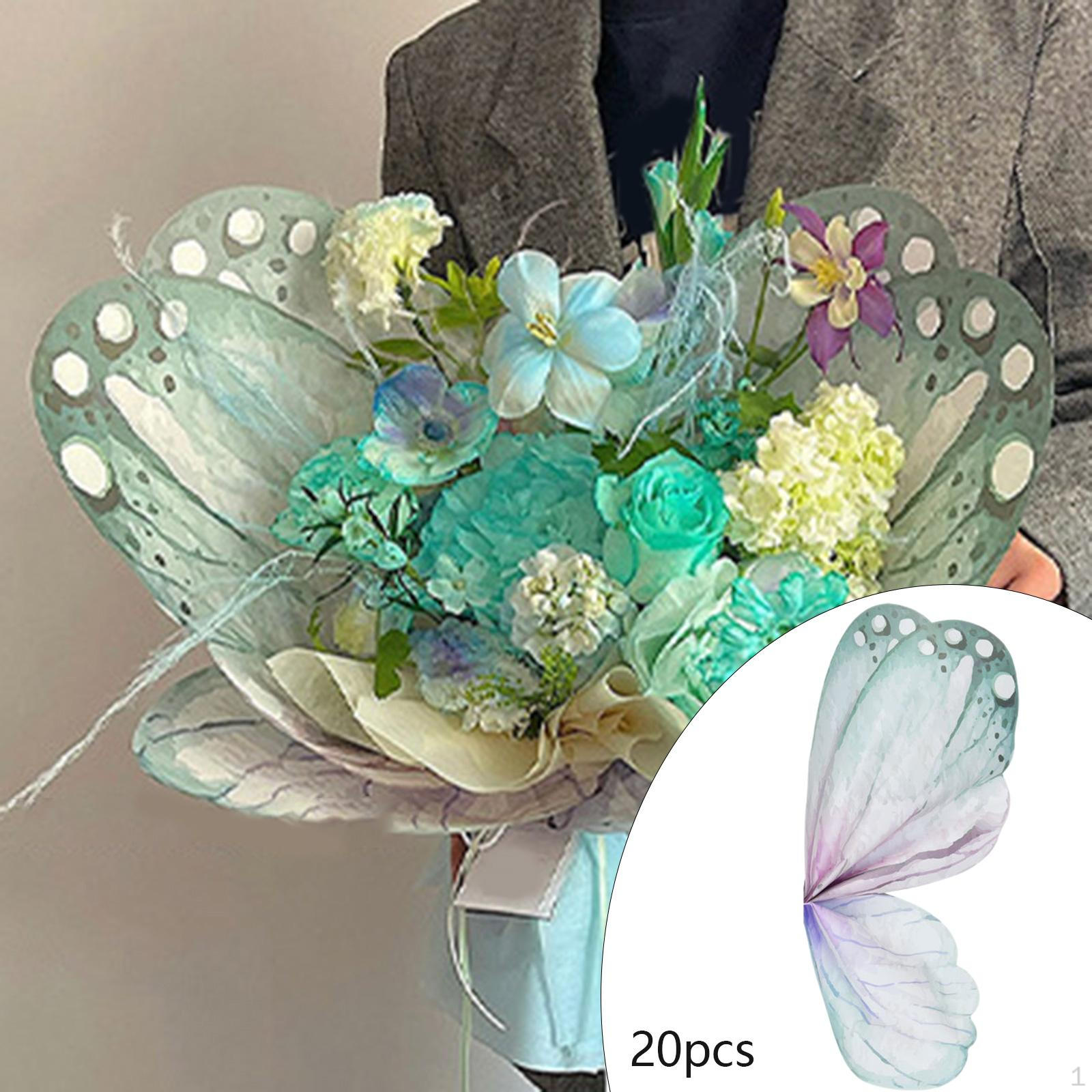 

20 шт. упаковочной бумаги для цветов, цветочная бумага для букетов, крыло бабочки 56x50 см, флорист green violet