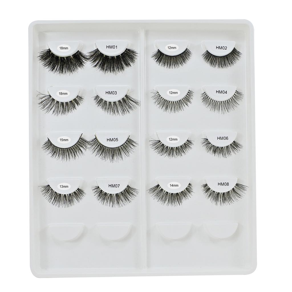 100% Human Hair Lashes Clear & Black Band Wispy Natural Full Strip Lashes Vendors Handmade False Eyelashes