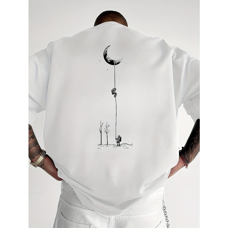 European sizes Men's Cotton Vintage Short Sleeve T-Shirt - Casual Round Neck Summer Tee with Subtle Geometric Patterns