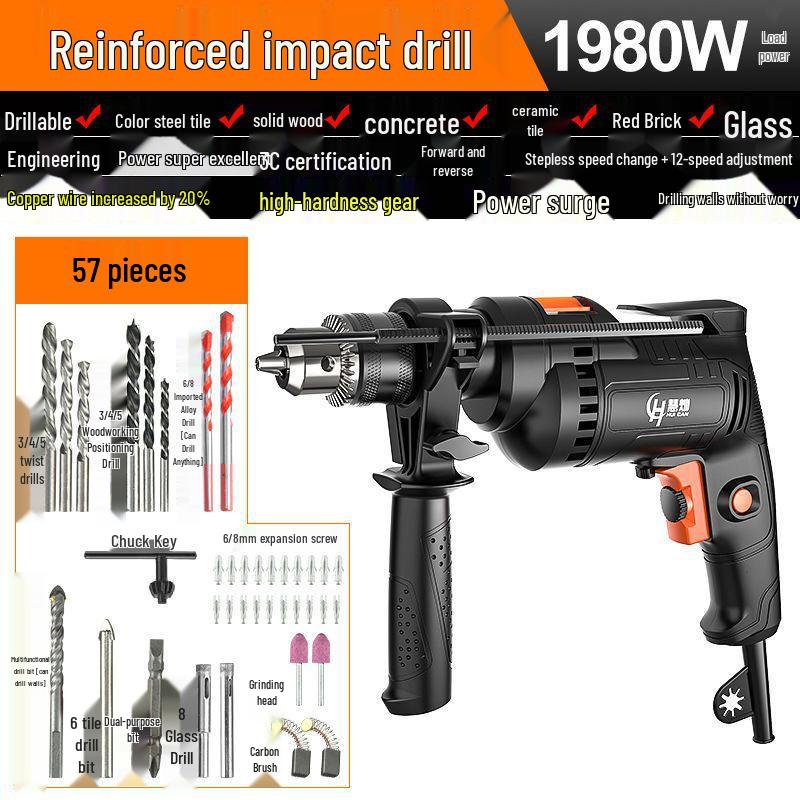 Multi-Functional Electric Impact Drill Set for Wall and Household Use
