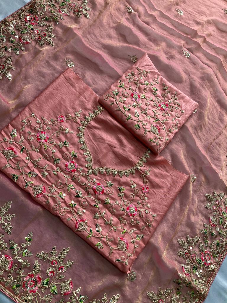 Saree Speciale da Matrimonio Premium in Chiffon Muschio NxC