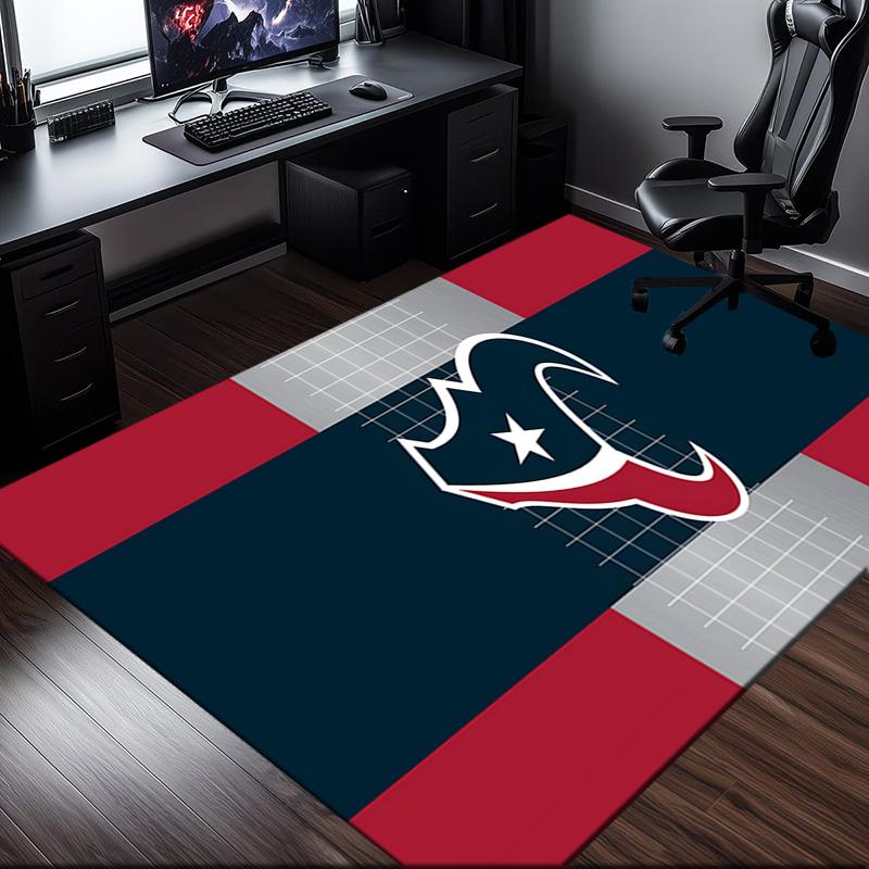 Houston-Texans Artwork Rug Office Carpet Non-Slip Mat, Chair Rug Floor Covering for Gaming, Bedroom, Living Room , Home Decor Christmas Gift