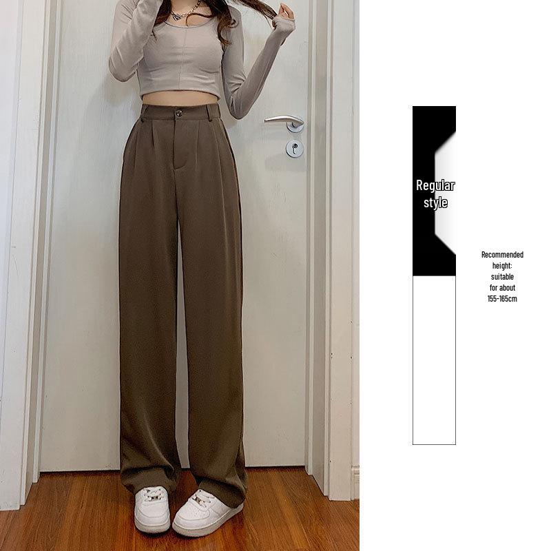 

Женские брюки-костюмные с широкими штанинами прямого кроя с драпировкой на раннюю осень 2025 года - Длина в пол и повседневная посадка M