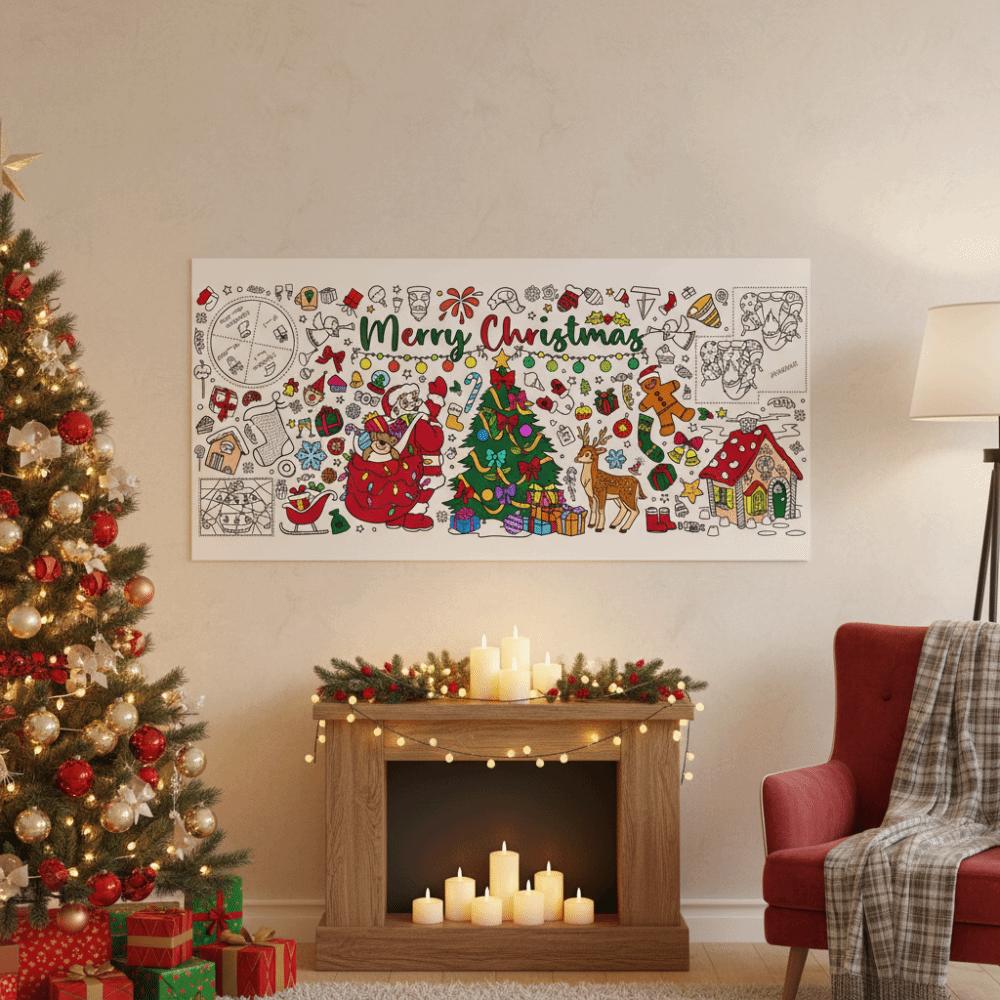 Large Doodle Tablecloth Drawing Paper Christmas Background Decor  Christmas Decor