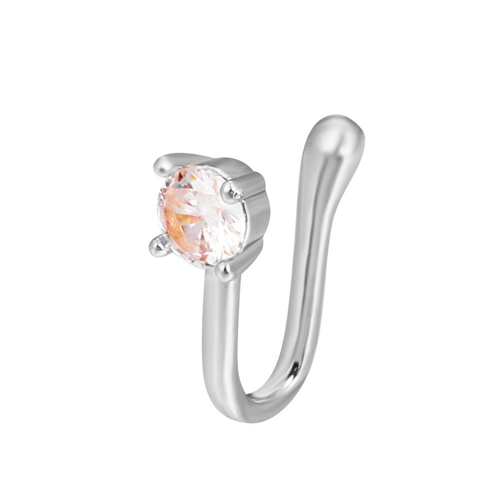 Non Perforated U-Shaped Nose Clip Copper Inlaid Zircon Star Shaped Heart Crown Nose Ring Nose Decoration Puncture Decoration
