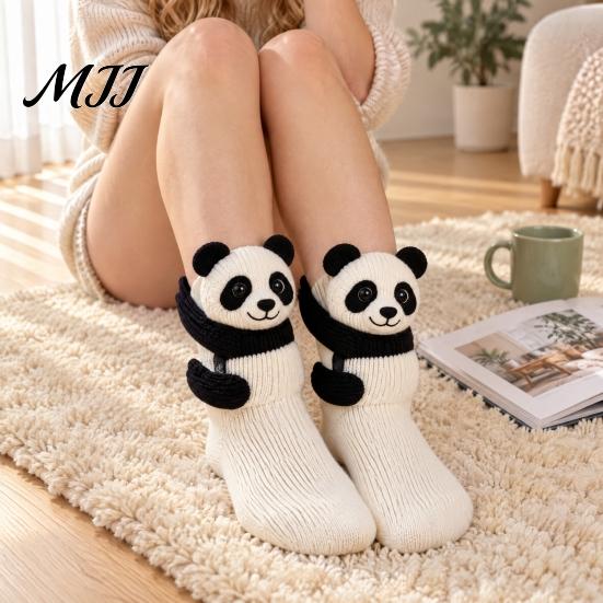 Creative 3D Doll Socks 1 Pair Knit Animal Socks, Fuzzy Cute Novelty Thick Durable Cotton Hand Crocheted Floor Sock, Stuffed Christmas Gift