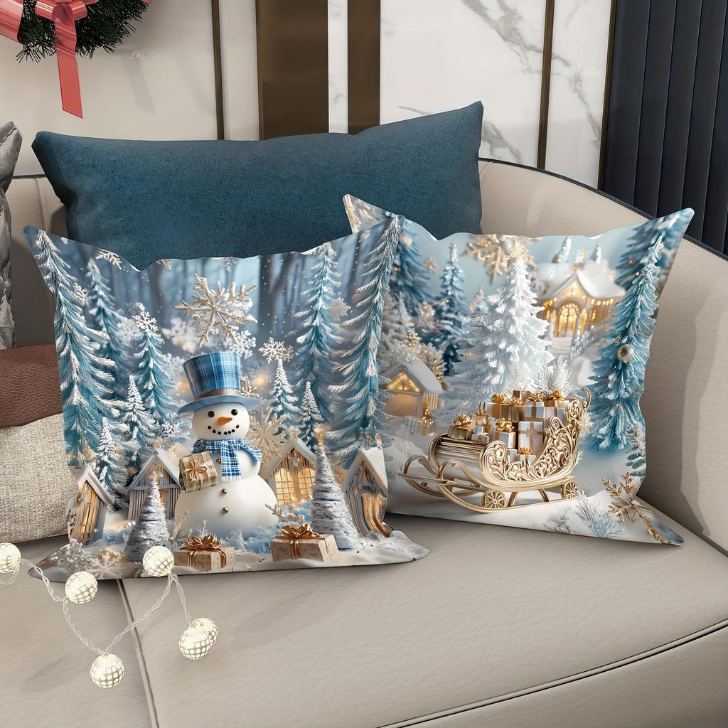 Christmas decoration pillowcase winter Christmas tree snowman pattern is suitable for home room sofa cushion cover gift
