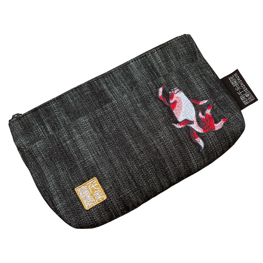 Senshishuin Pouch Denim 2 Goldfish (Lined) (Size Small)