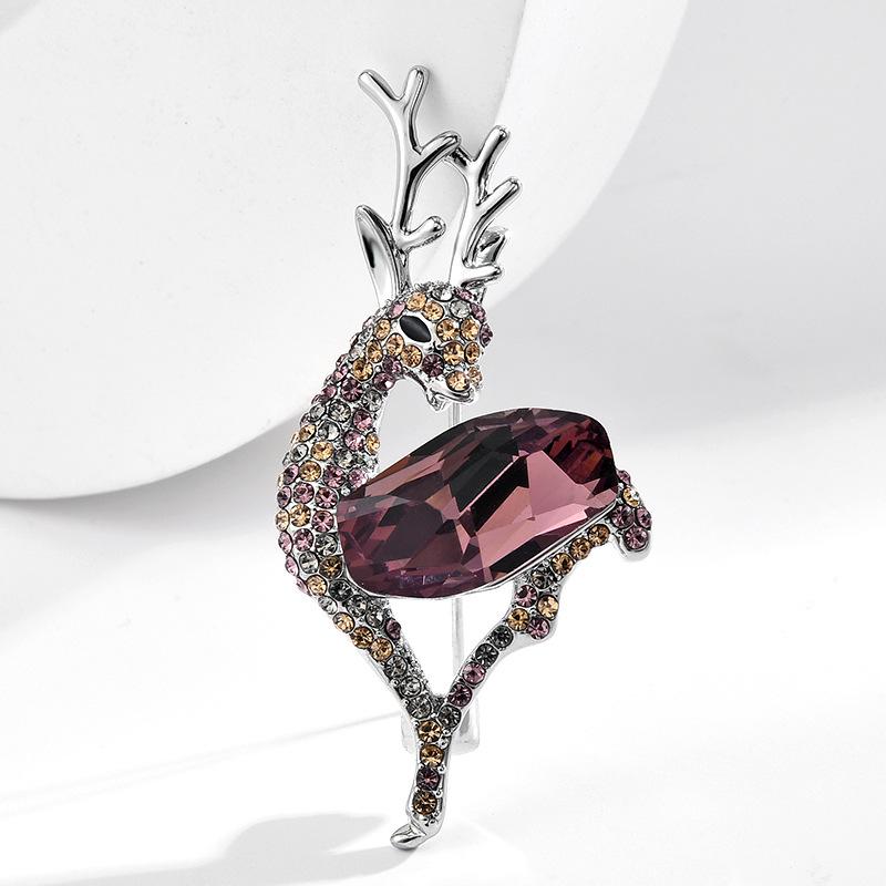 High-End Austrian Crystal Turning Deer Brooch Exquisite High-End Trail Pin Luxury Suit Dress Accessories красный