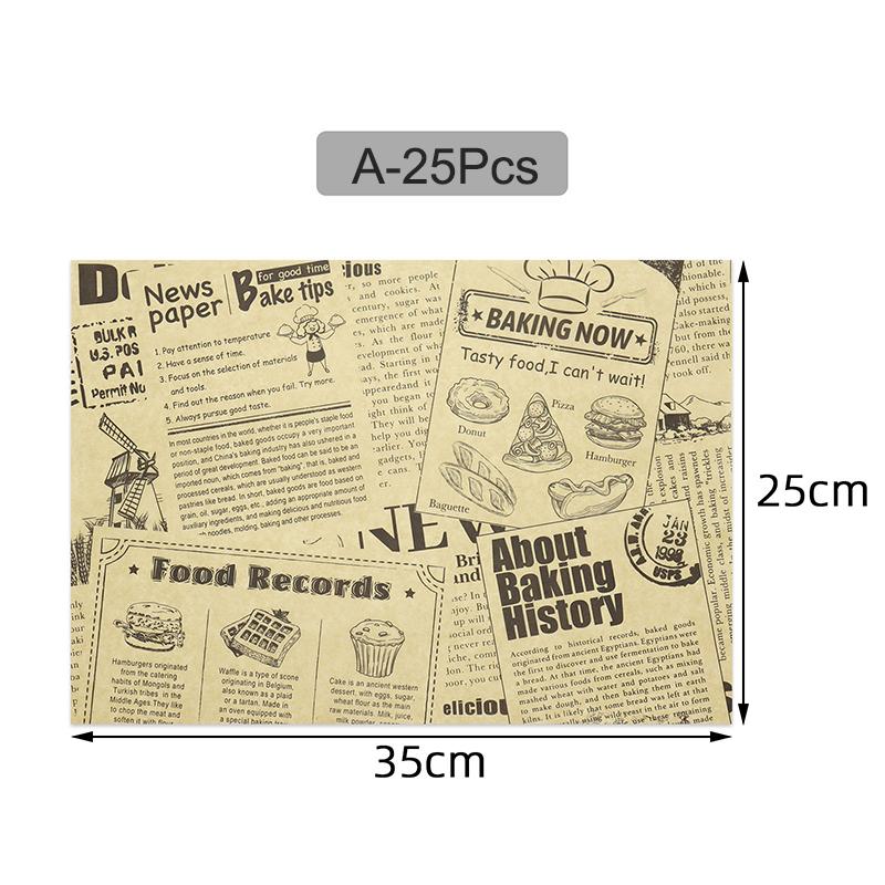 25 Sheets Deli Paper, Grease-Proof Parchment Paper Basket Liners, Food Wrappers for Sandwich, Chip, Burger & Fries, Baking Tools