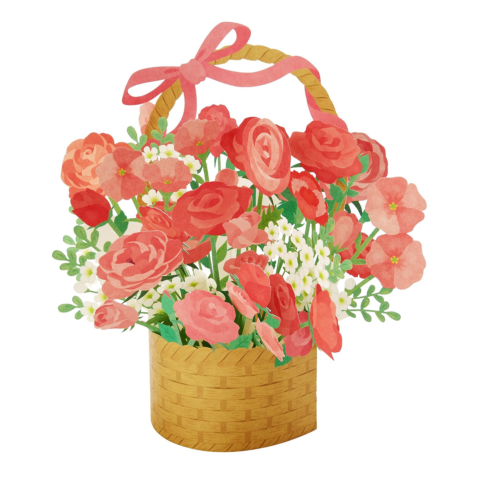 Sanrio Red Flower Basket Greeting Ships Product Product SANRIO 606243 Laser-Cut Card, Internationally, Code MU196-3, Code