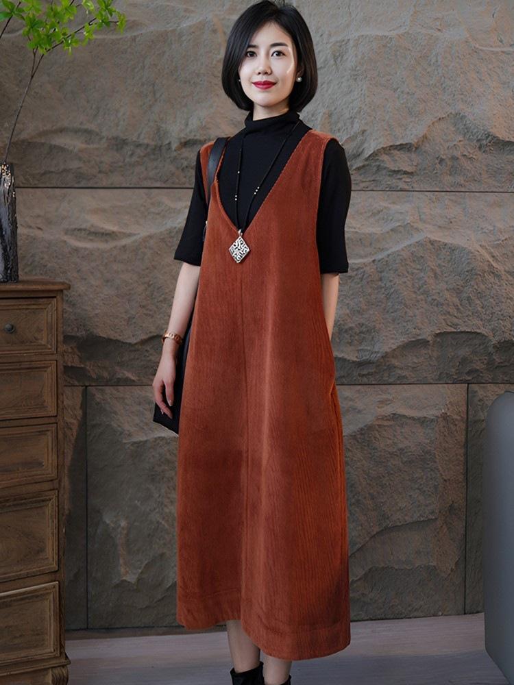 French Black Strap Skirt Women's Summer New Large Size Loose Casual Age Reduction Solid Color Long Dress