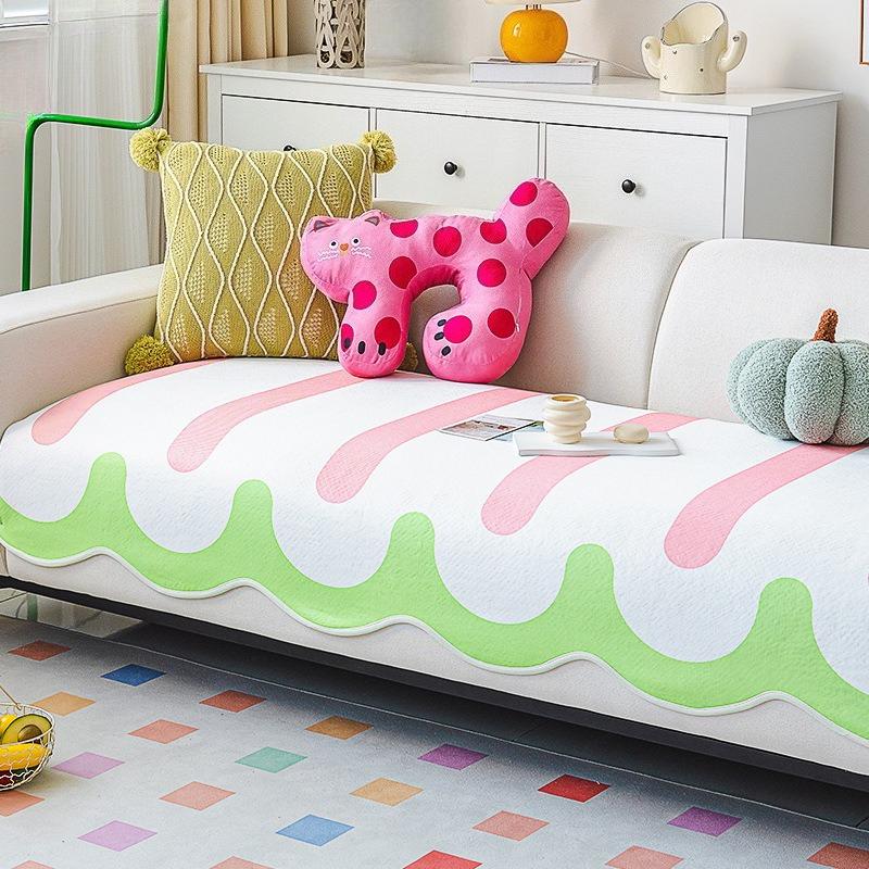 

New Dopamine Sofa Cushion Summer Ice Silk Mat Seat Cushion Non-Slip Special-Shaped Seat Cushion Summer Cover Cloth Towel 70*70cm