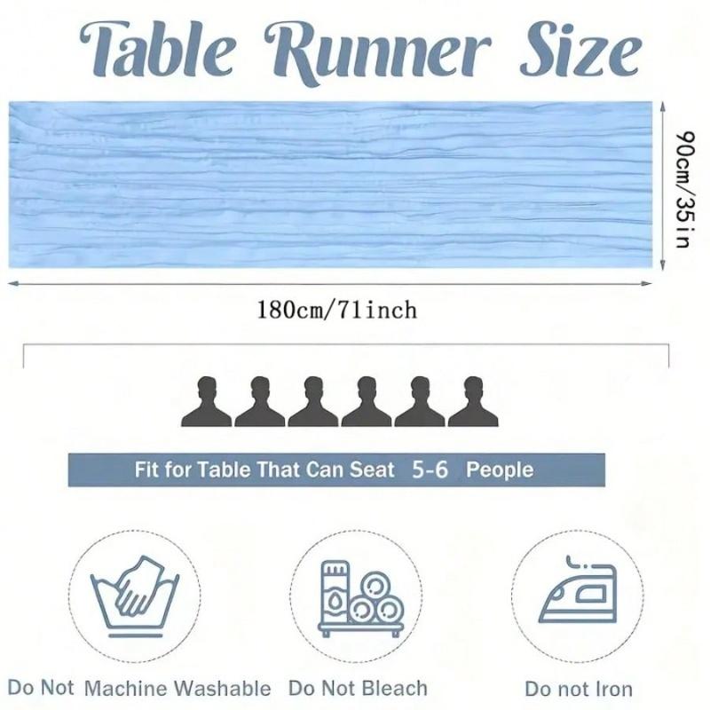 Light Blue Pleated Table Runner, Folding Tablecloth, Festive Birthday Decor Wedding Decor Holiday Home Decor Party Room Table Decoration