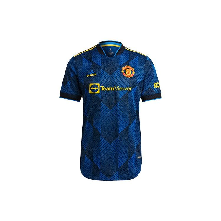 adidas 21-22 Season Player Edition Soccer/Football Sports Short Sleeve Jersey Asia Sizing Manchester United Away Blue Men s GM4617 M