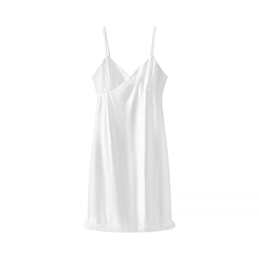 

Весна 2025 Женское вечернее платье в европейском и американском стиле на тонких бретельках с V-образным вырезом Medium белый