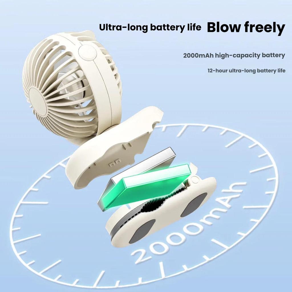 Mini Clip-On Fan, Portable Small Fan for Desktop, Dormitory Electric Fan, USB Fan, Outdoor Camping Fan