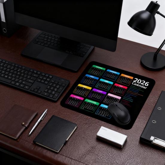 2026 Calendar Mouse Pad with Non-slip Rubber Base Rectangle Waterproof Home Office Gaming Computer Laptop Mousepad Desk Mat PC Accessories