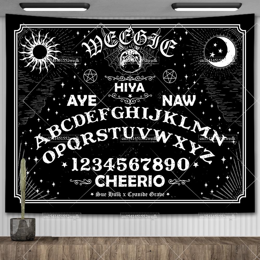 Ouija Board Tapestry Mandala Gothic Baphomet Occult Tapestry Aesthetic Room Decor Witchcraft Astrology Tarot Tablecloths