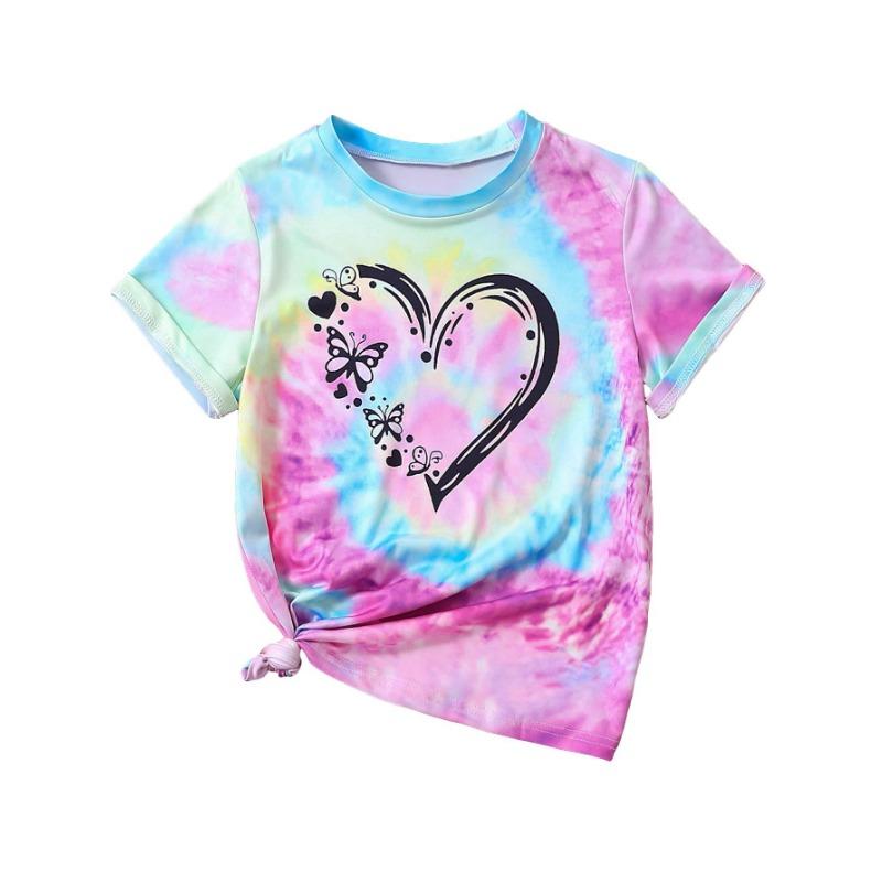 Einfaches 3D-gedrucktes lässiges, modisches, süßes Liebesmuster, kurzärmeliges T-Shirt für Kinder und Damen