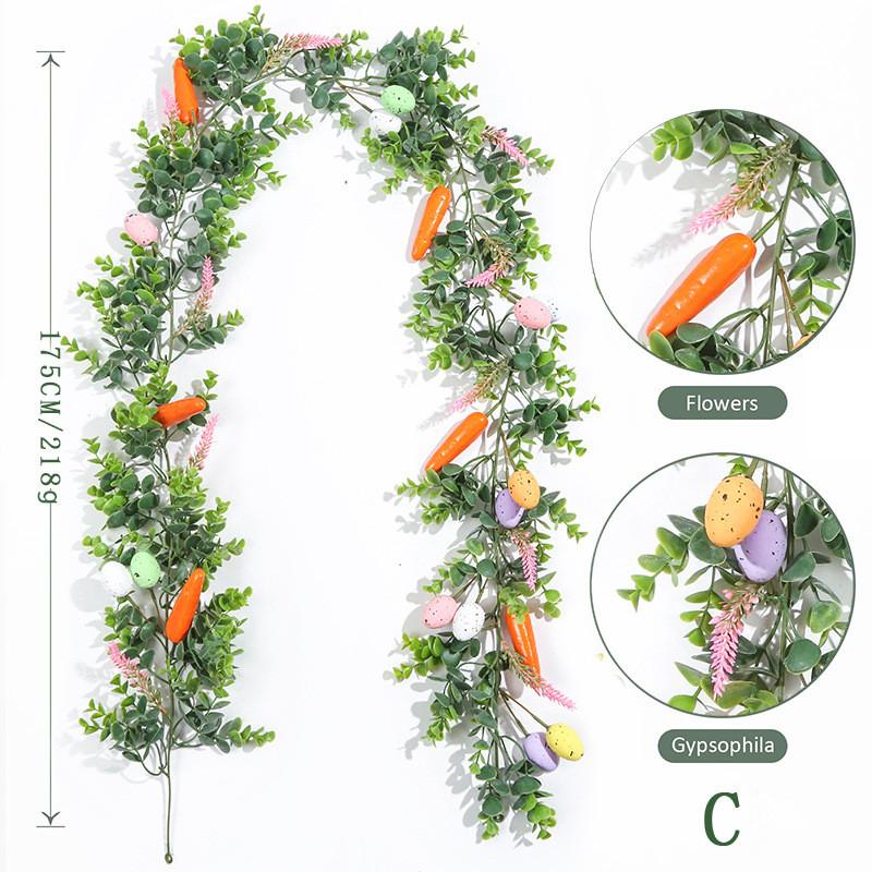 New Easter Egg Garland For Mantle Spring Vine Flower Easter Garland Multi Colored Artificial Hanging Wall Decor For Tree Decor